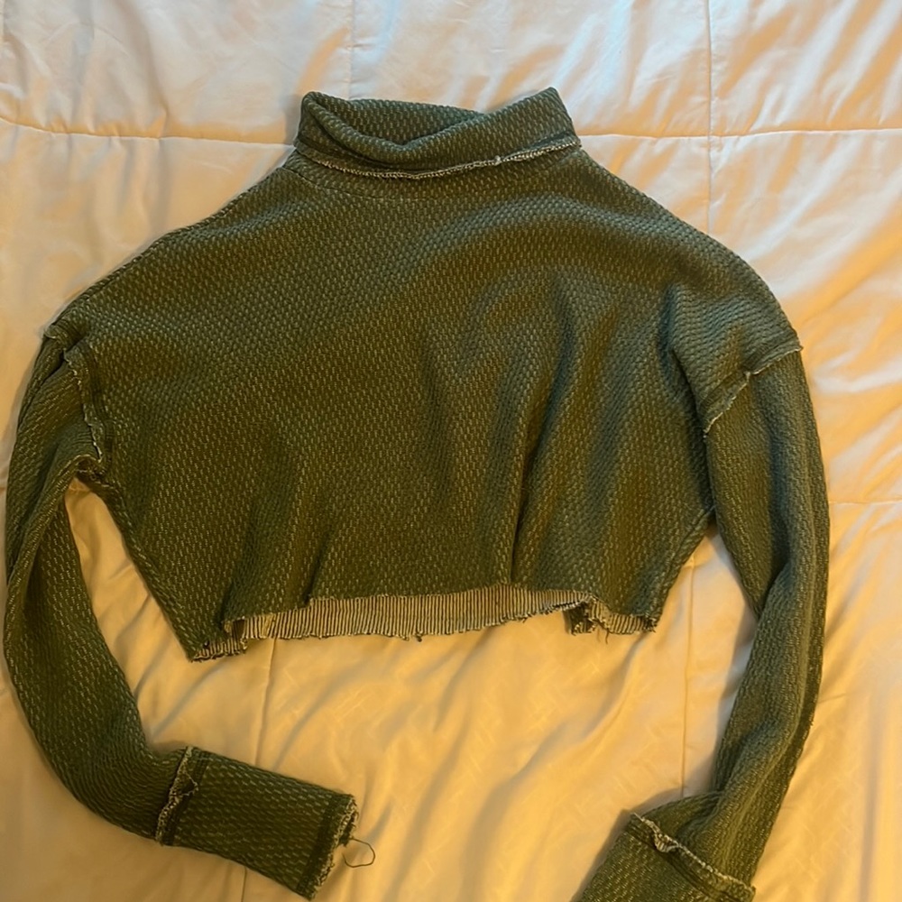Urban Outfitters Out From Under- Green cropped turtleneck sweater